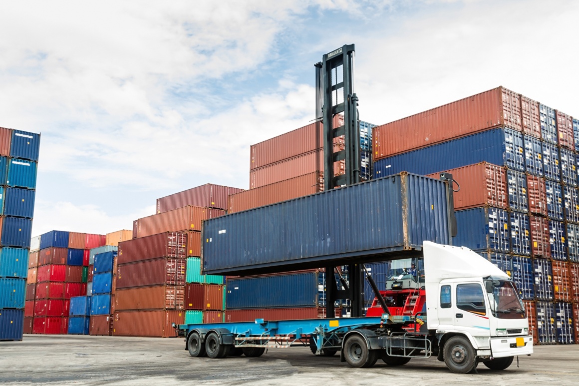 A truck being load