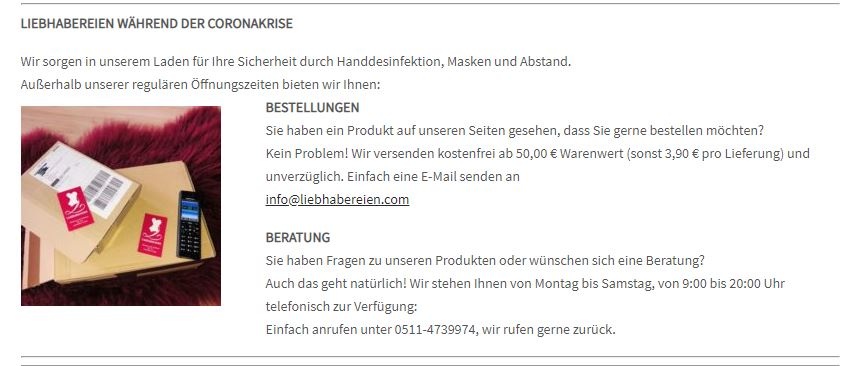 Customers can order by using direct message, via phone or email. The store...