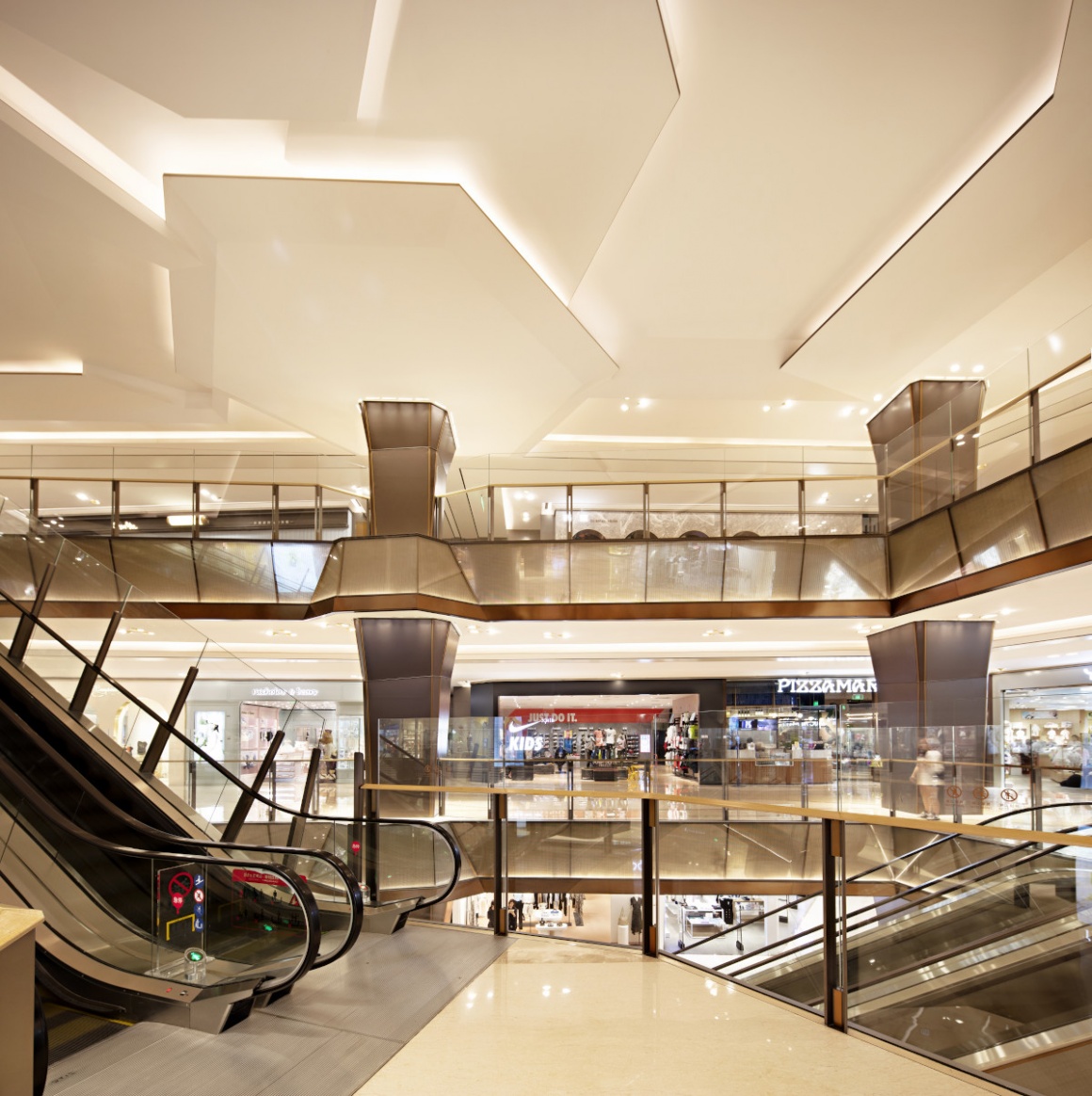 The interior of a shopping center with modern design...
