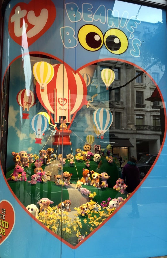 The daffodils in the window display at Beanie Boos adds another splash of color...