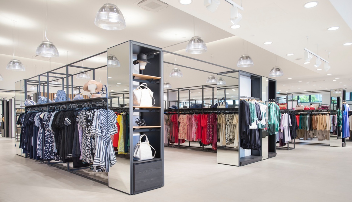 The interior of a modern fashion store