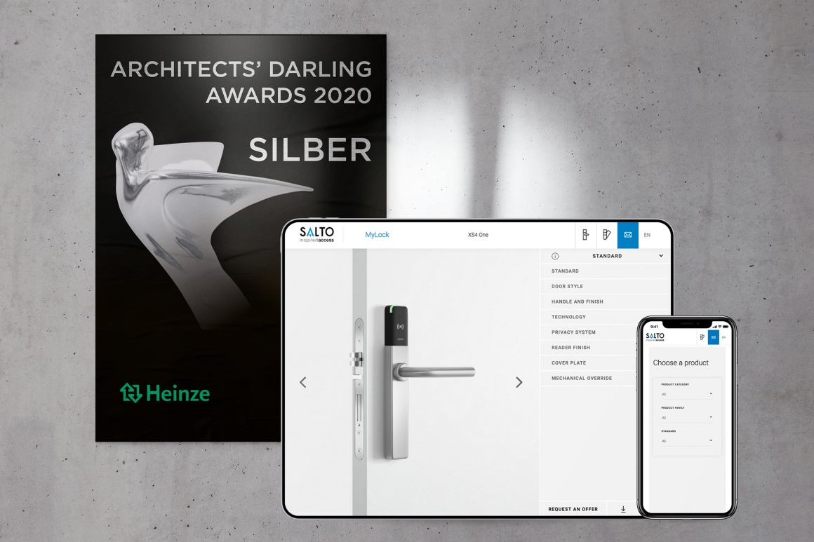 Illustration of an electric locking system and a poster of an award ceremony...