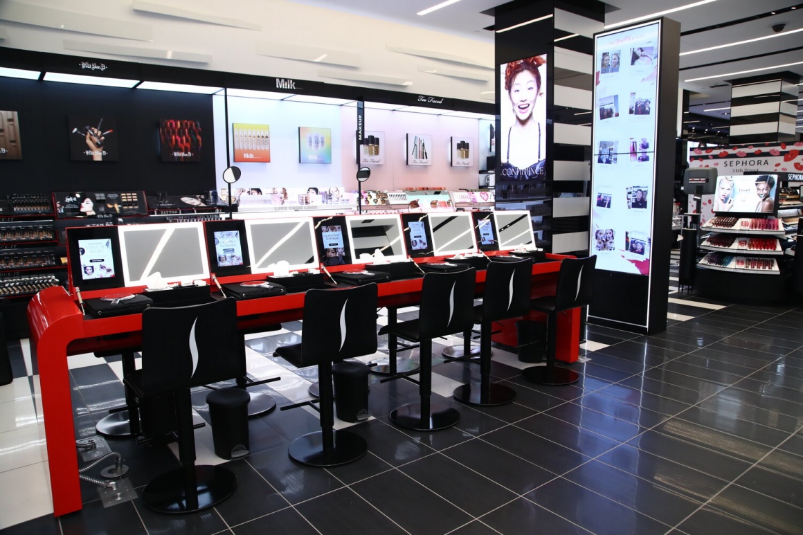 A view into a modern Sephora brick and mortar store...