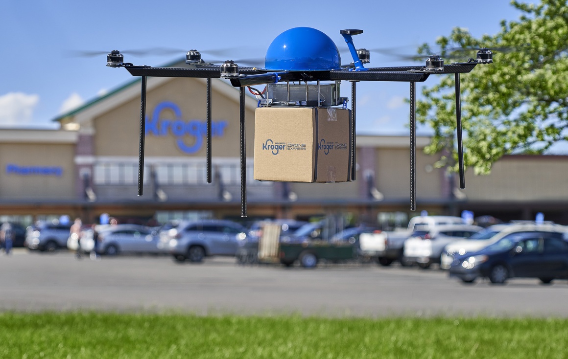 flying drone with package