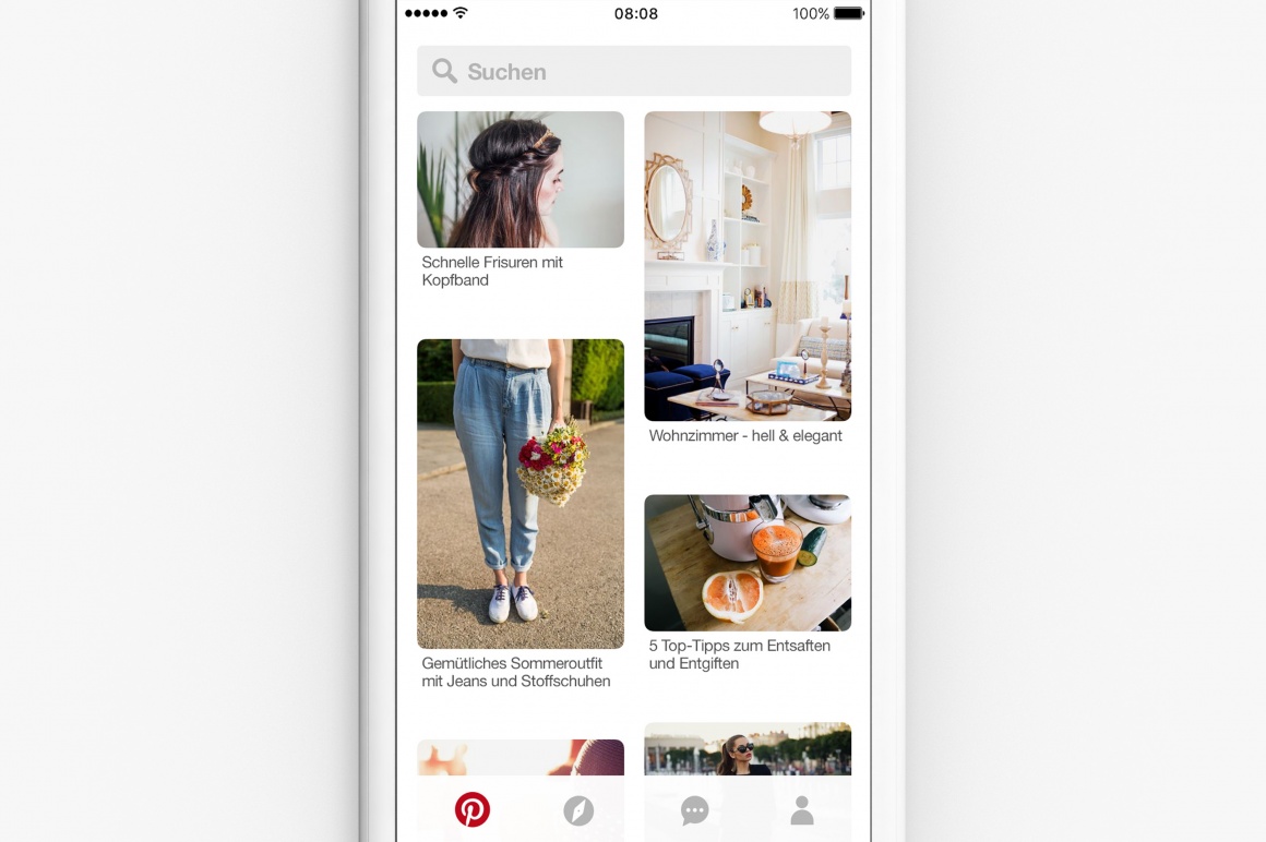 Screenshot of a Pinterest news feed